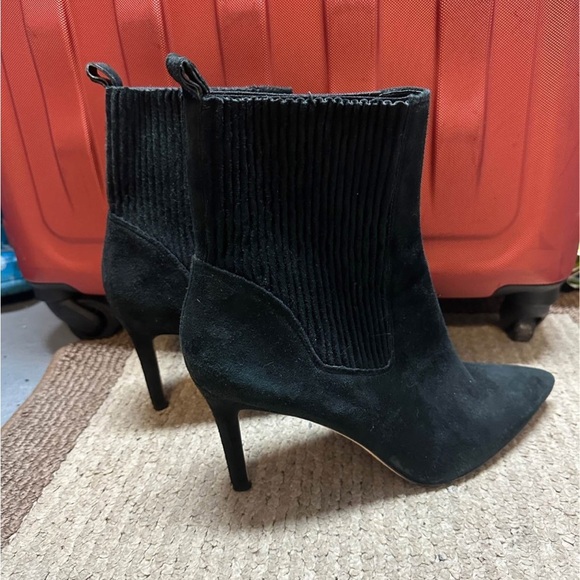 Black Via Spiga Leather Stiletto Booties - 9 - Picture 4 of 5
